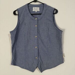 Columbia Vintage Plaid Button Down Vest M